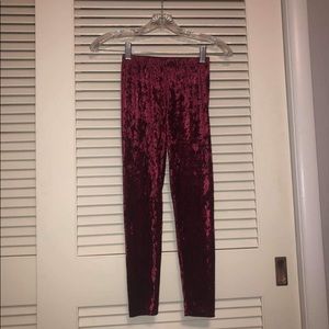 Girls Maroon Velvet leggings